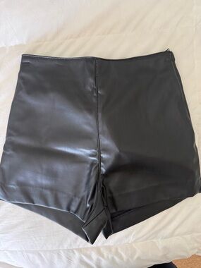 High-Rise Black Faux Leather Women’s Shorts-Size 2